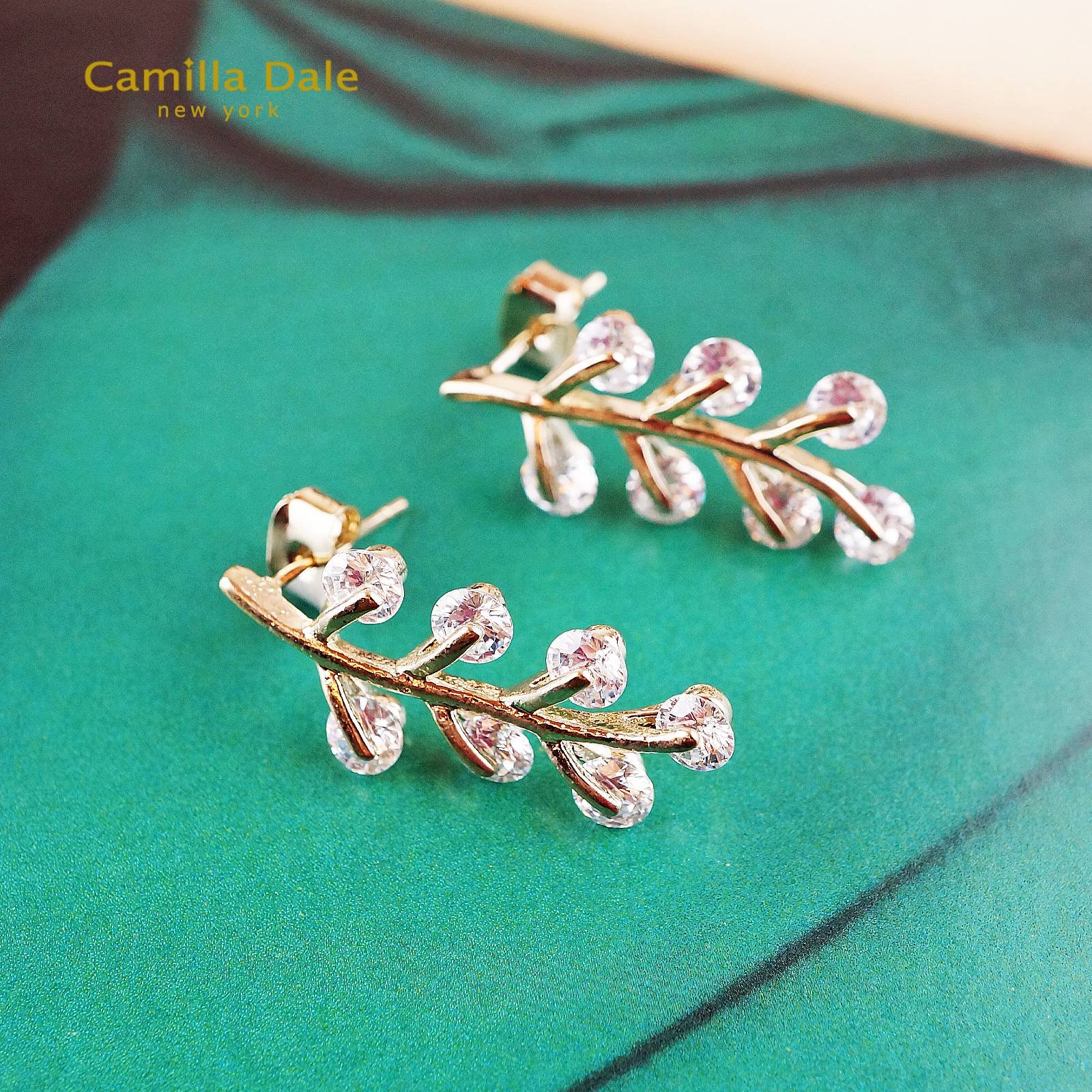 Camilla Dale 925純銀鍍金枝葉耳環