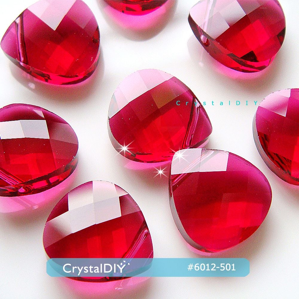 CrystalDIY奧地利水晶SW淚滴吊墜#6012 深楓紅2入