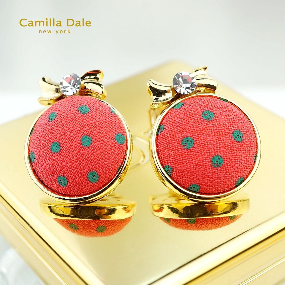 CamillaDale 馬卡龍點點耳環(橘)