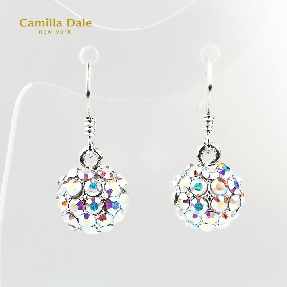 CamillaDale 立體圓球水晶耳環(白彩)