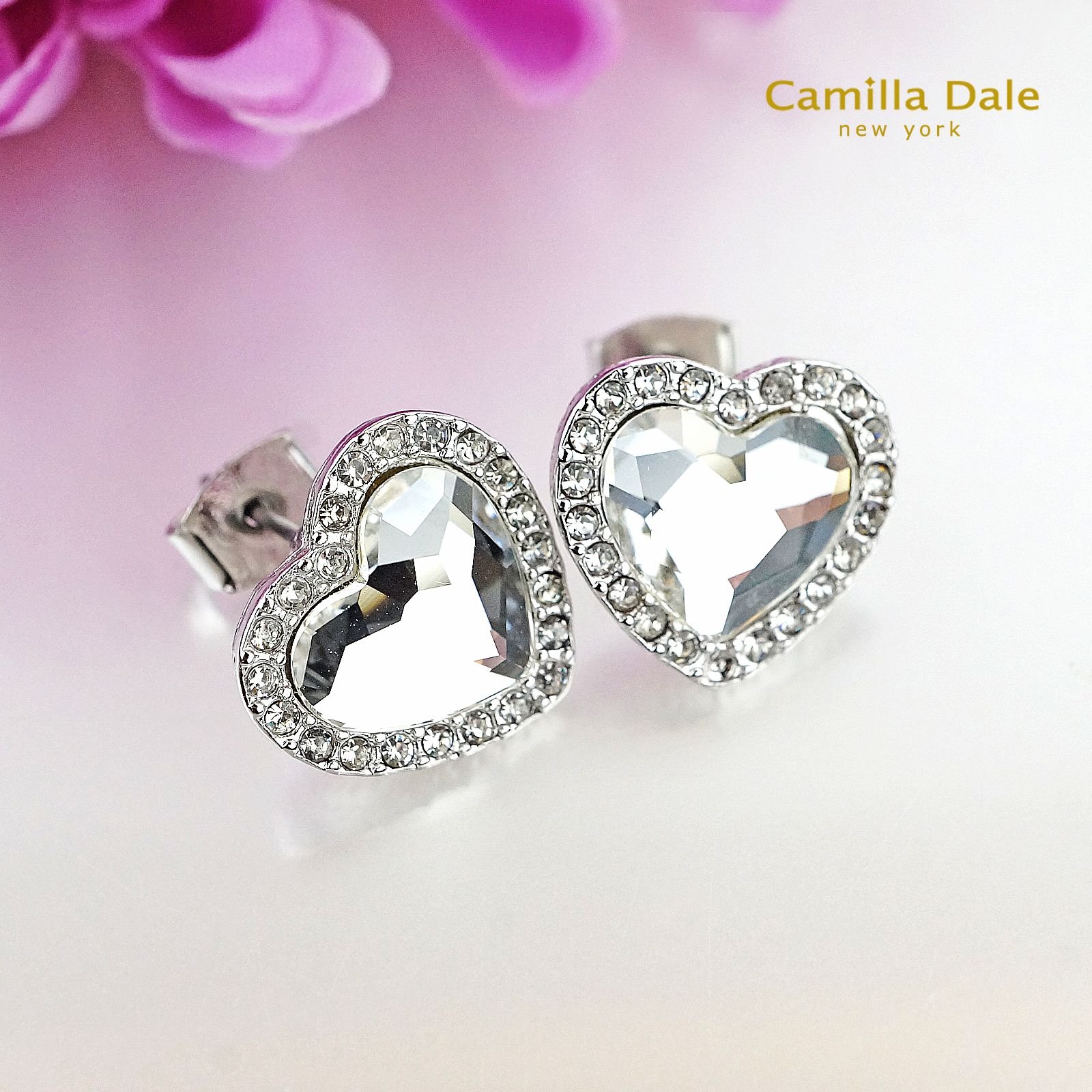 CamillaDale 芳心水晶耳環(白) 韓製