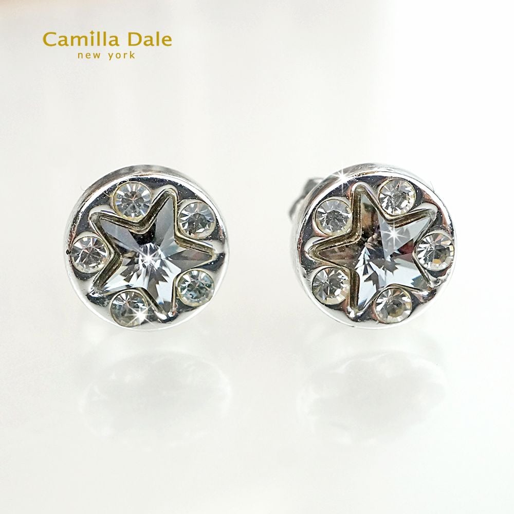 Camilla Dale迷你星光不鏽鋼水晶耳環 黑寶石與黑金剛2色可選