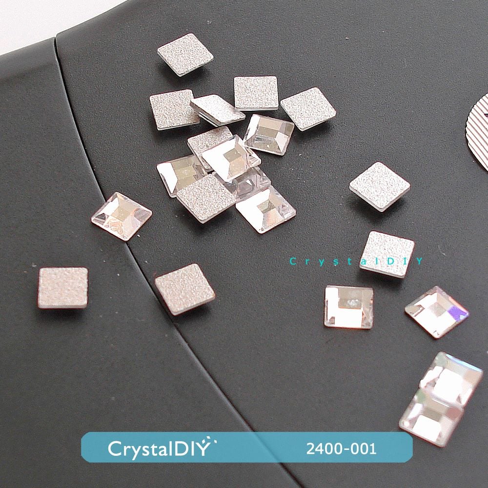 CrystalDIY奧地利SW水晶#2400平底方形石 Crystal (001)白鑽3mm每包50顆