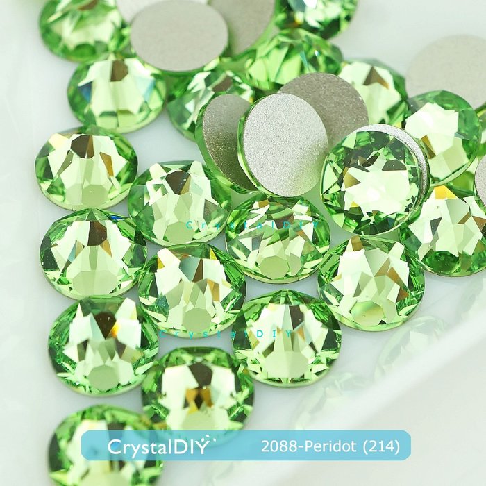CrystalDIY奧地利水晶SW 2088 翠綠橄欖Peridot (214)平底石SS5~SS34