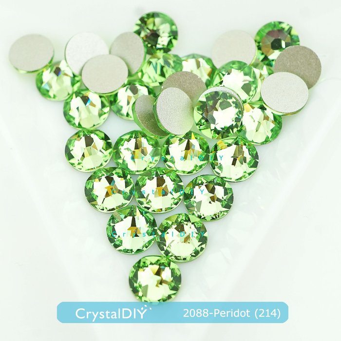 CrystalDIY奧地利水晶SW 2088 翠綠橄欖Peridot (214)平底石SS5~SS34