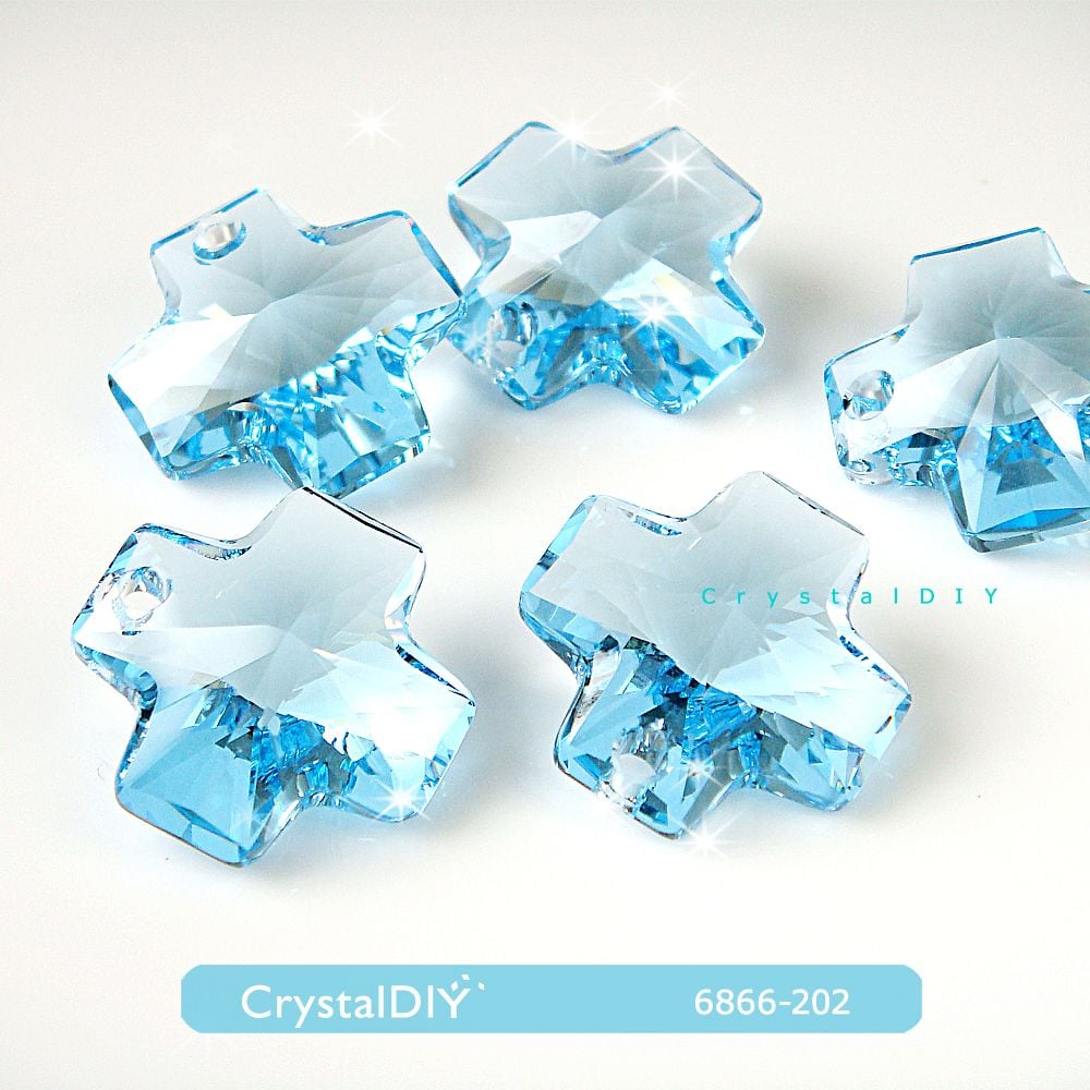 CrystalDIY奧地利水晶SW #6866小十字架水晶吊墜 2顆入