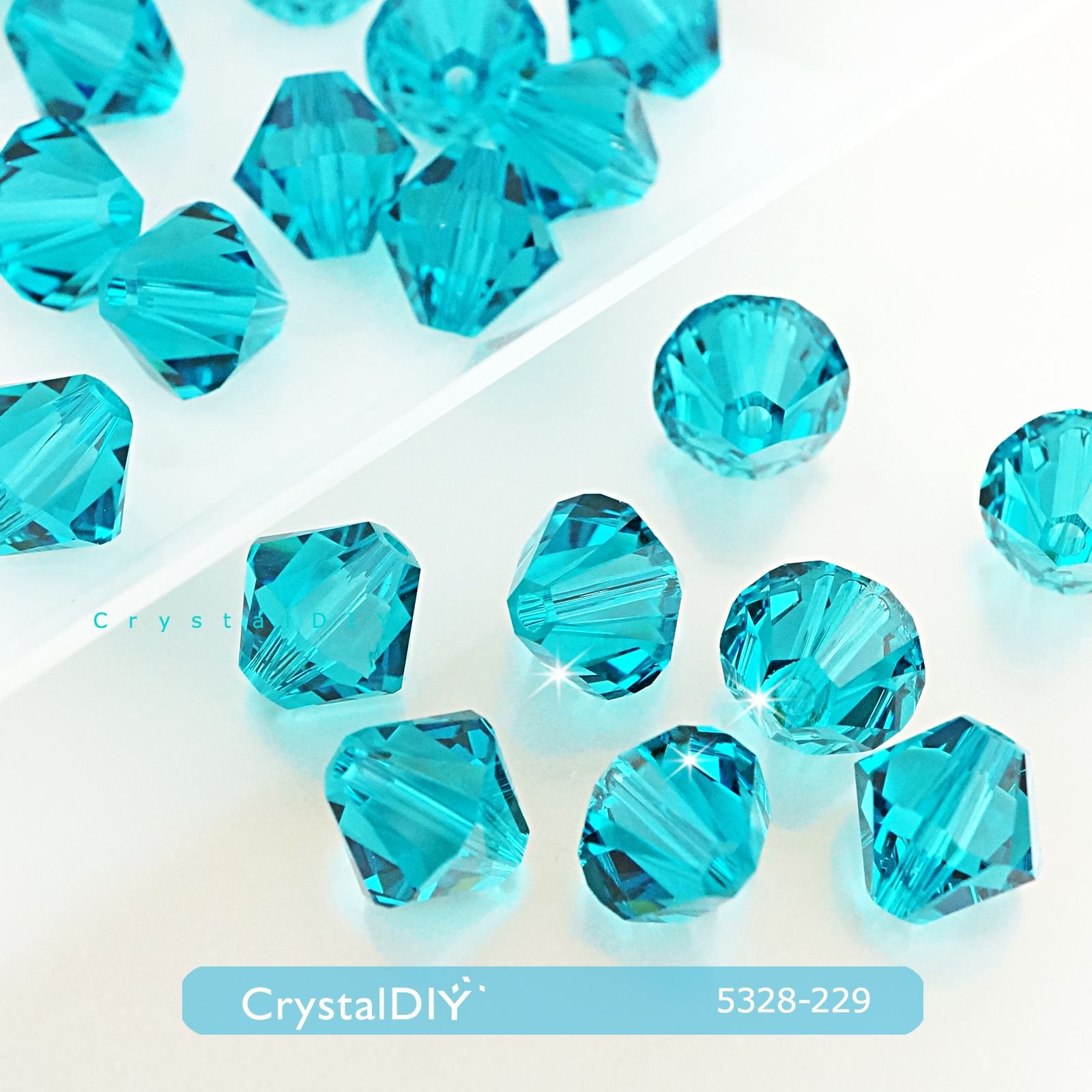 CrystalDIY奧地利SW水晶串珠#5328土耳其藍Blue Zircon (229) 8mm