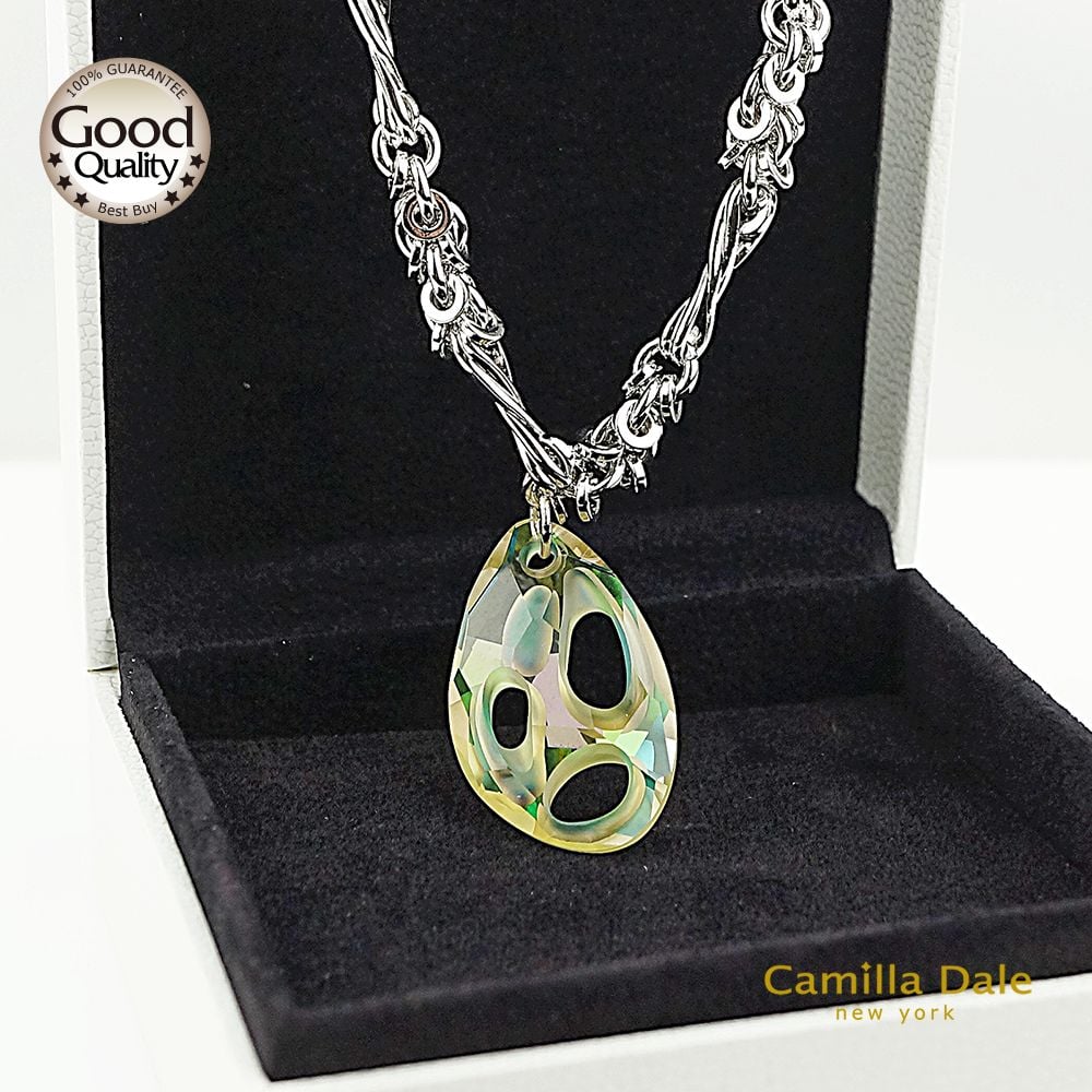 CamillaDale 海枯石爛水晶項鍊 採用奧地利SW水晶吊墜#6730夜光綠