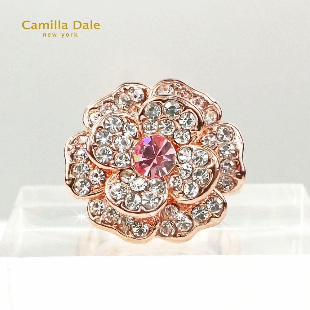 CamillaDale 山茶花水晶戒指(玫瑰金)
