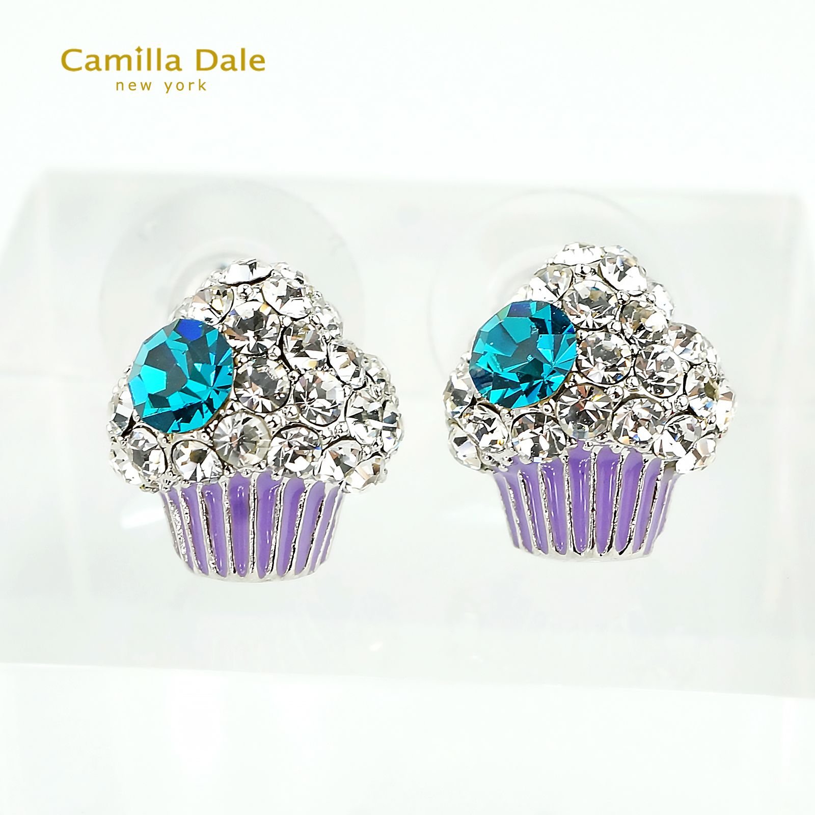 Camilla Dale 杯子蛋糕水晶耳環(藍鋯石)