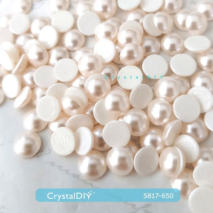 CrystalDIY奧地利水晶SW水晶珍珠#5817平底剖半珍珠6mm 雪白(650) 淺粉紅(294)