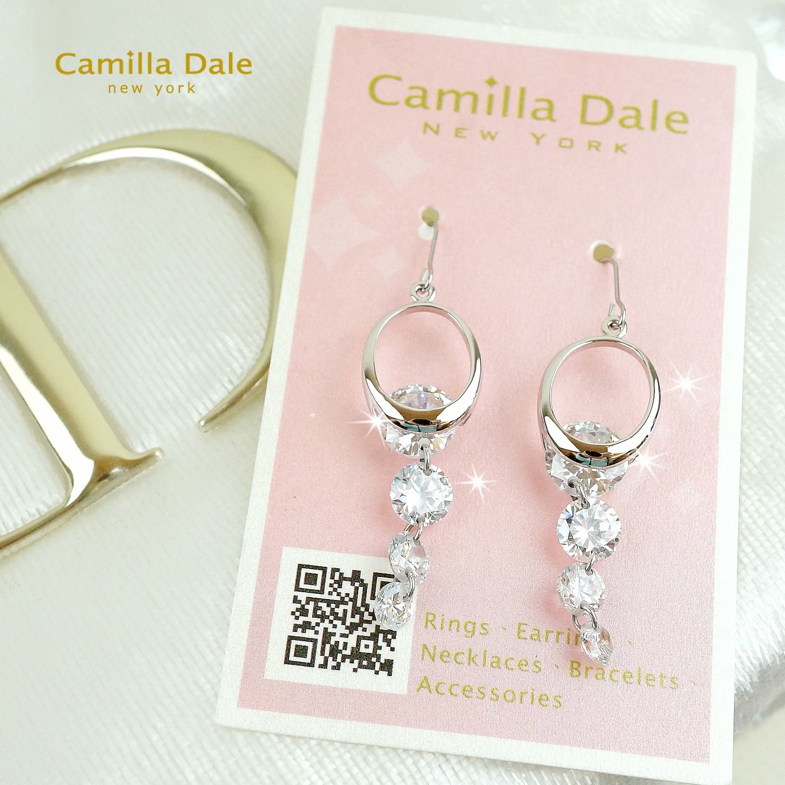 Camilla Dale卡蜜拉黛兒 水點滴晶鑽耳環