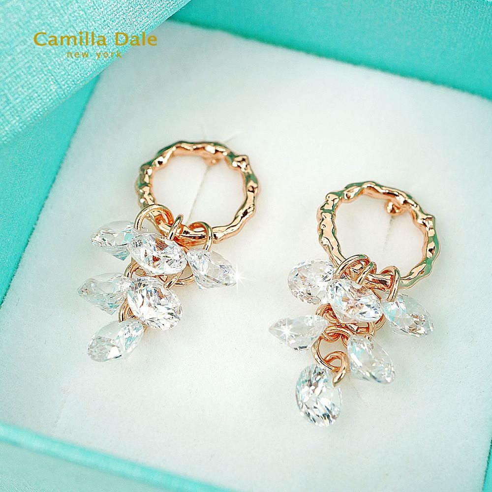 CamillaDale 水晶葡萄串耳環(玫瑰金)