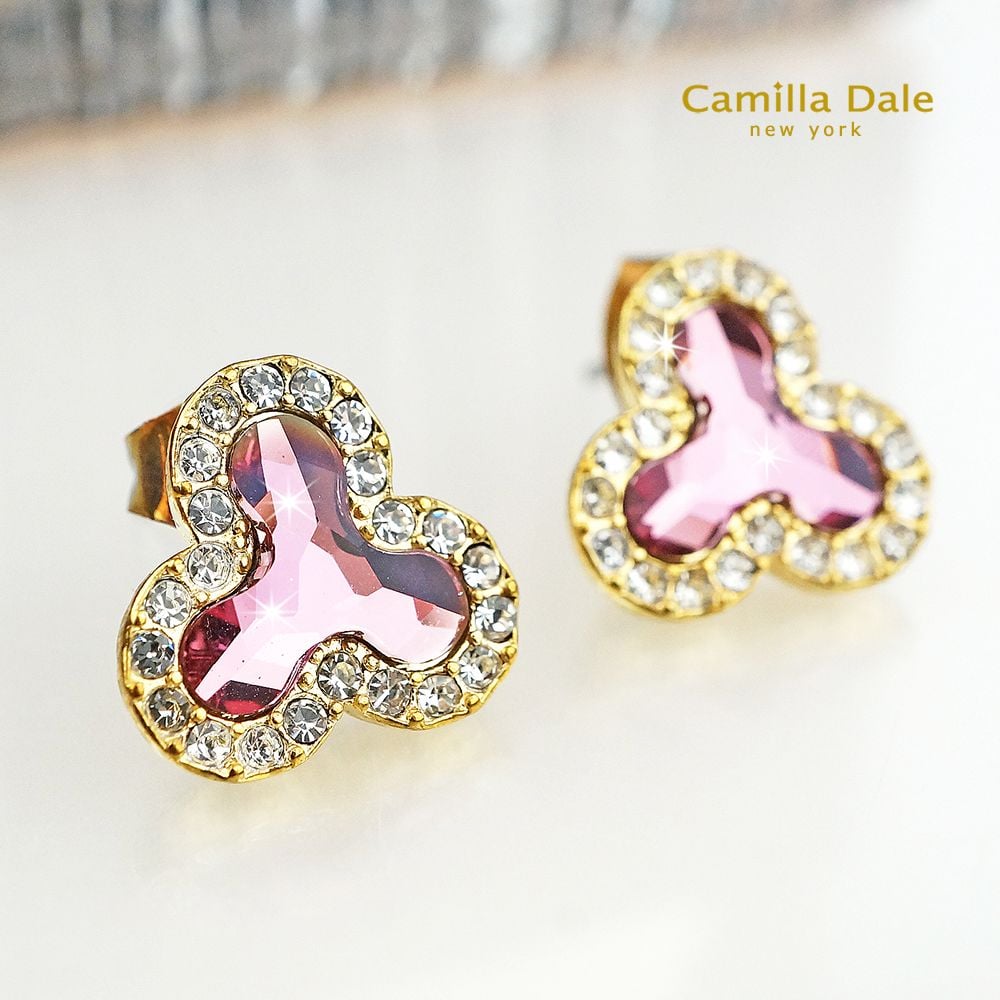 CamillaDale 分子水鑽耳環(古典玫瑰)