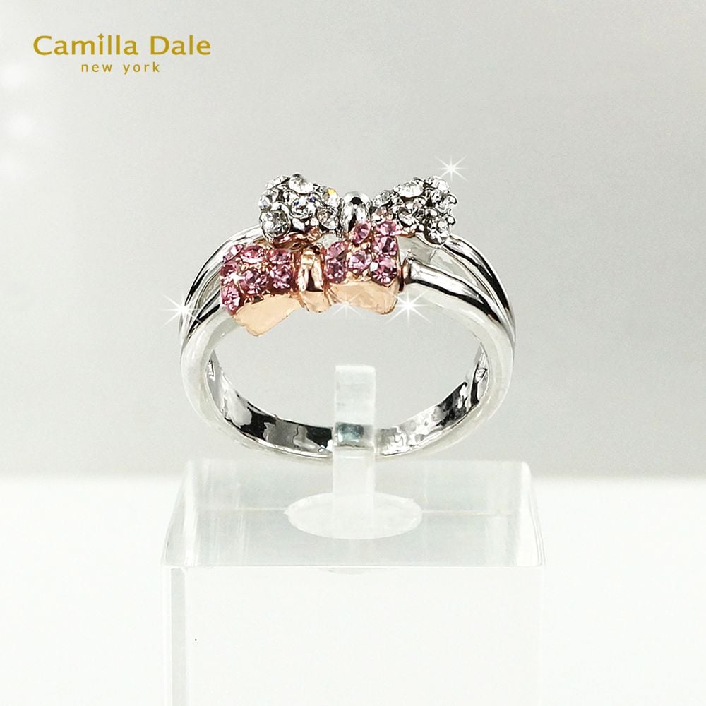 Camilla Dale 雙蝶水晶戒指(粉)