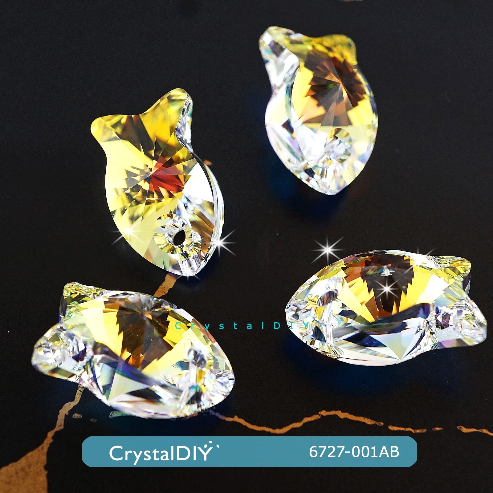 CrystalDIY奧地利SW水晶吊墜#6727小肥魚吊墜 水晶亮彩Crystal AB 閃耀無敵