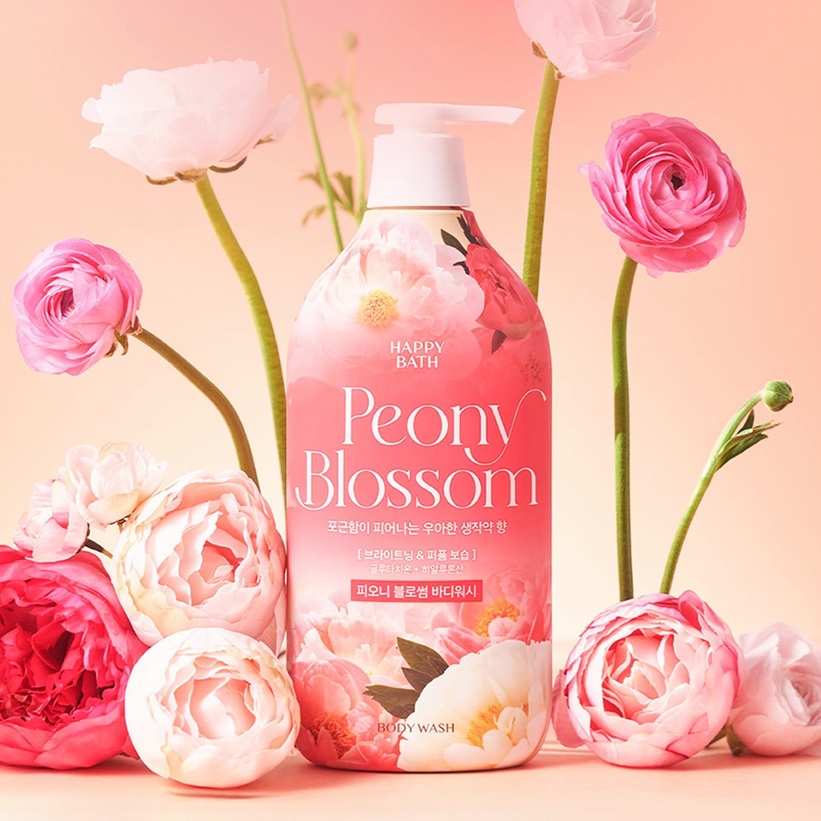 Happy Bath 牡丹花香保濕沐浴乳900g大容量 全家人都適用