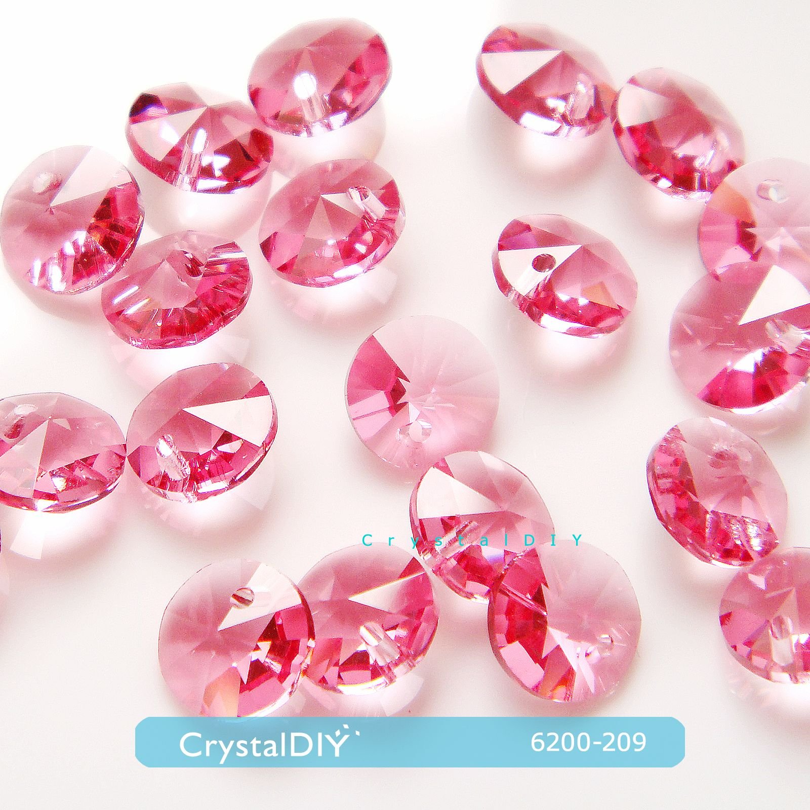 CrystalDIY奧地利SW水晶6200 圓形吊墜6mm單孔四色可選