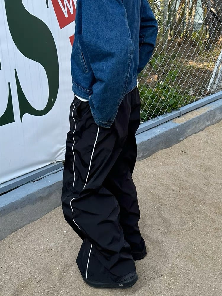 韓國尼龍落地寬褲