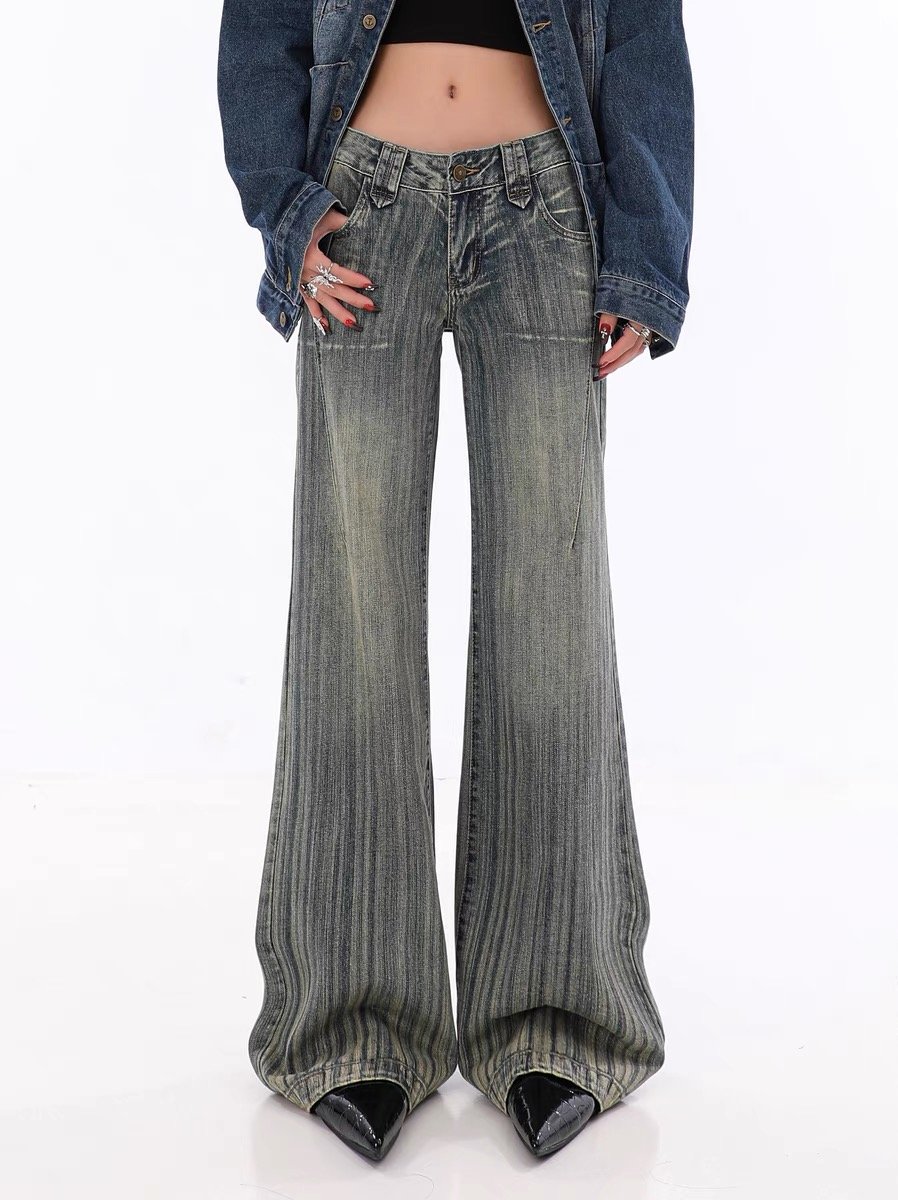 韓國線條喇叭落地牛仔褲