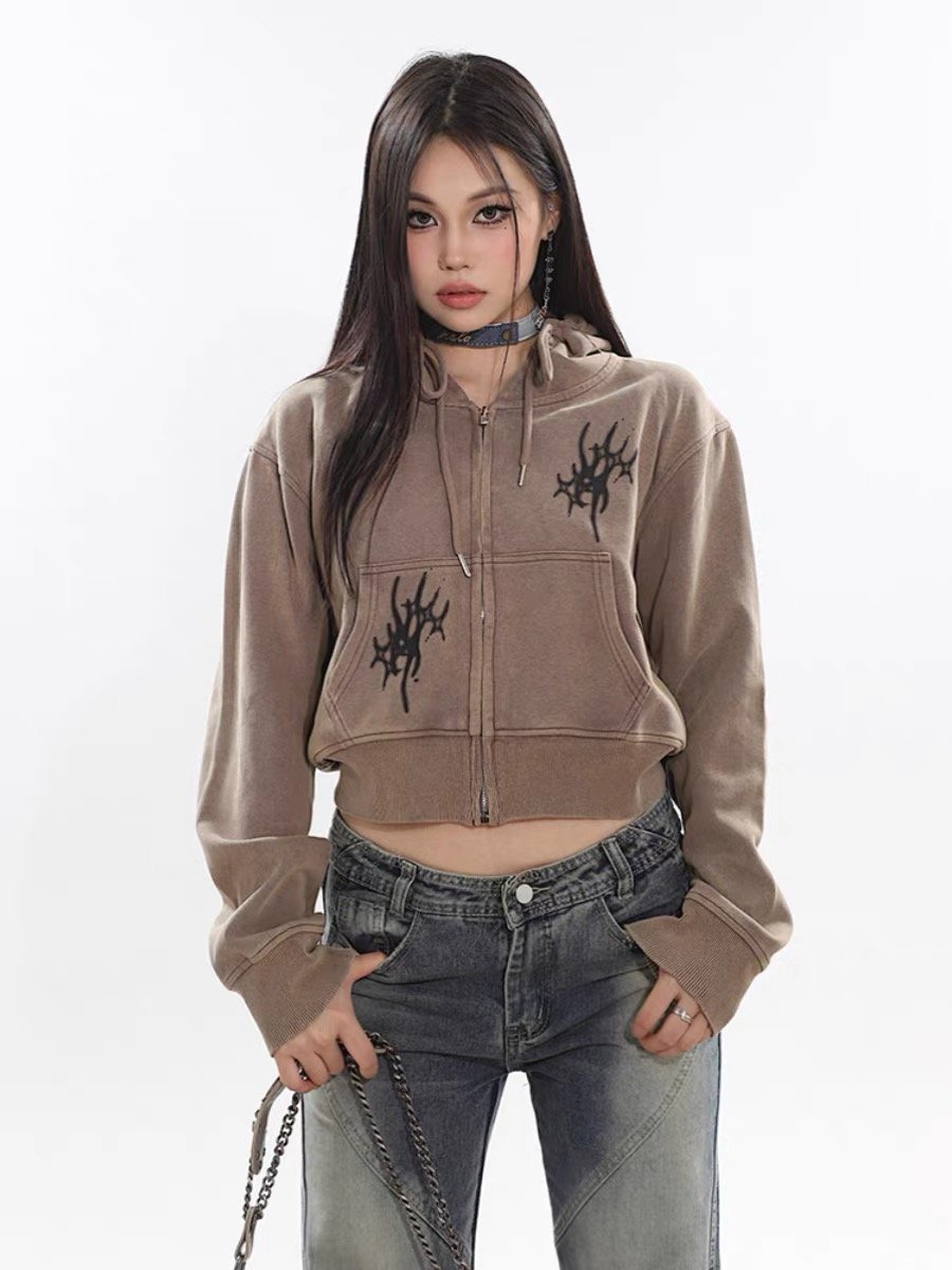 ♡韓國刺繡短版水洗棉外套♡