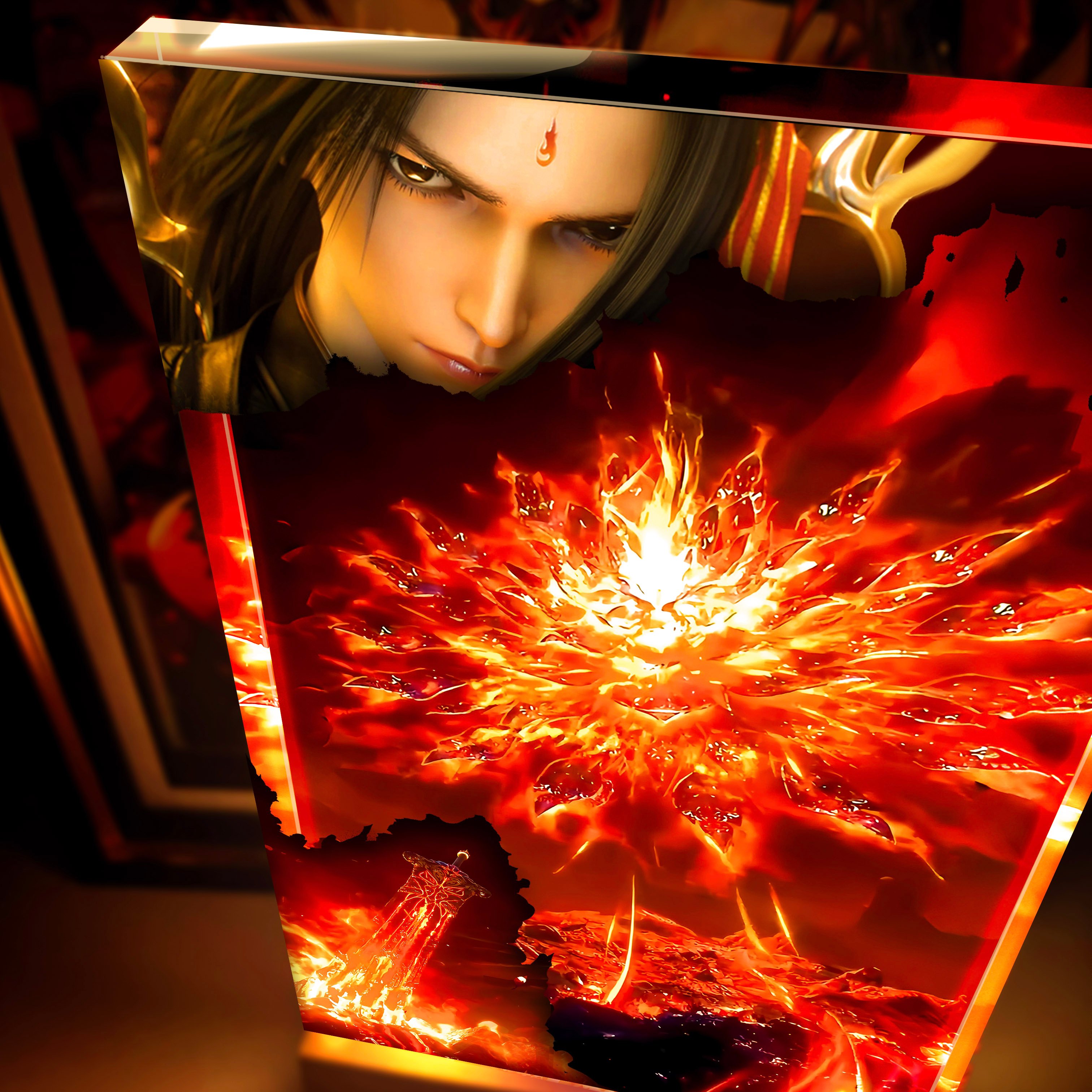 【週邊】阿喵畫社－無盡火域 炎帝蕭炎 發光展示卡磚