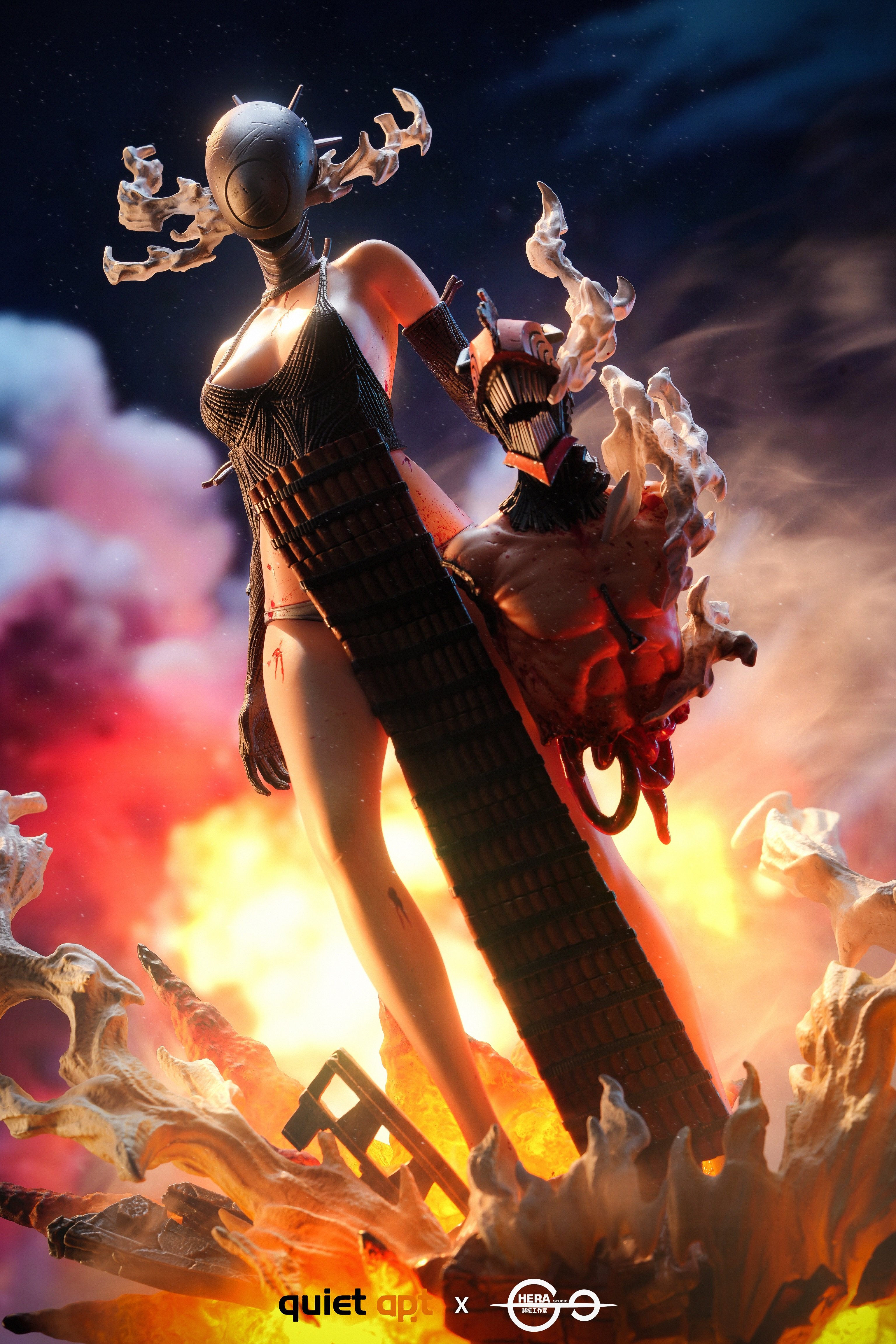 【電鋸人】QuietArt x Hera Studio-炸彈惡魔 波姆 & 蕾塞 & Kiss胸像