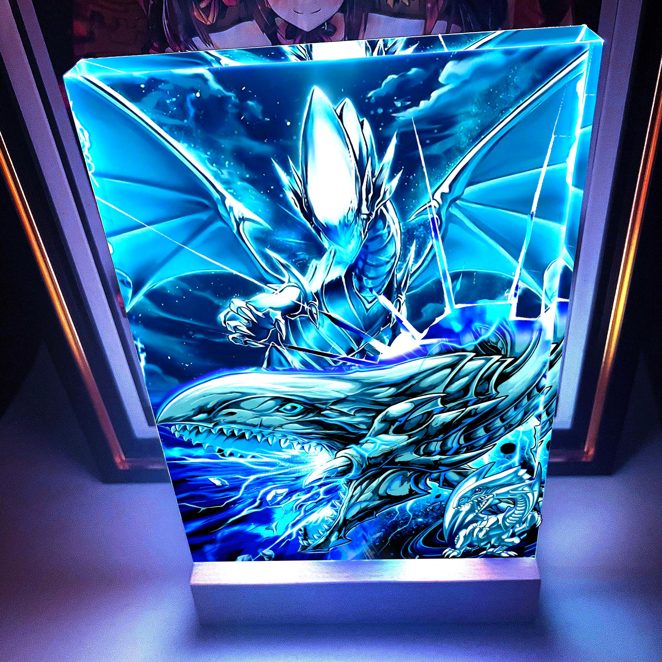 【週邊】阿喵畫社－遊戲王 青眼白龍 發光透明卡磚
