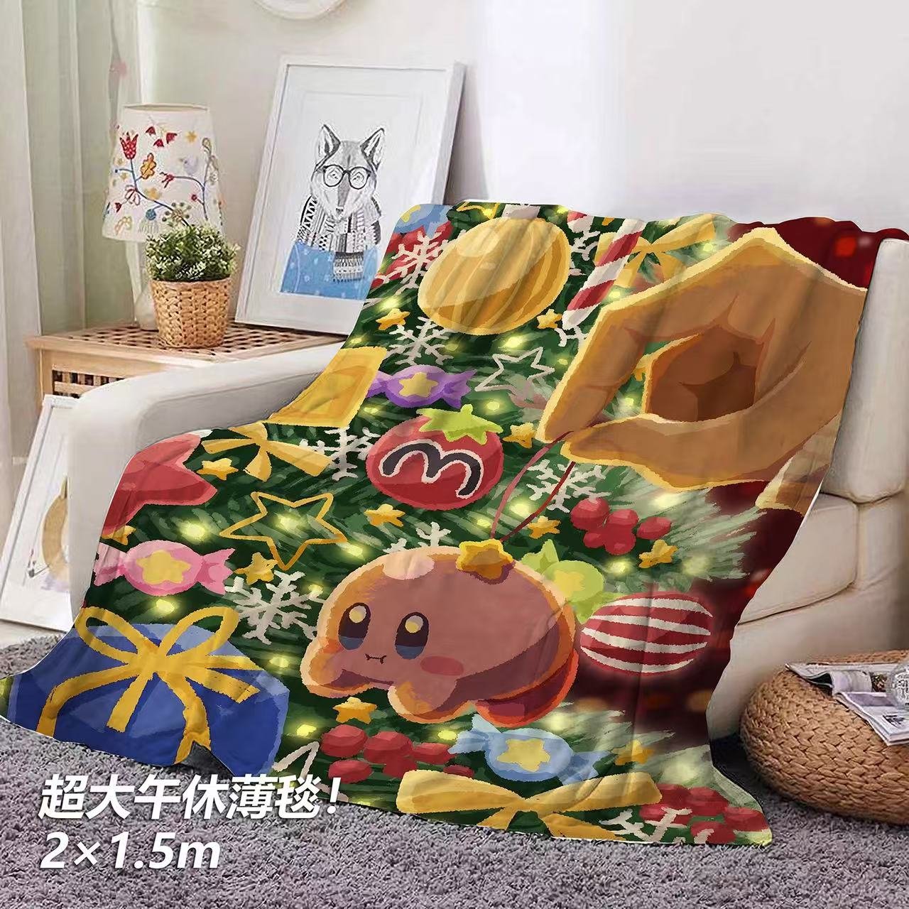 【週邊】千鳥社-星之卡比Kirby聖誕節睡毯地毯裝飾畫