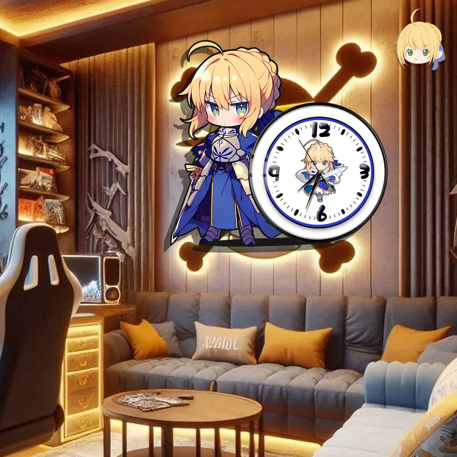 【週邊】阿喵畫社-萌系吾王橫款鐘錶