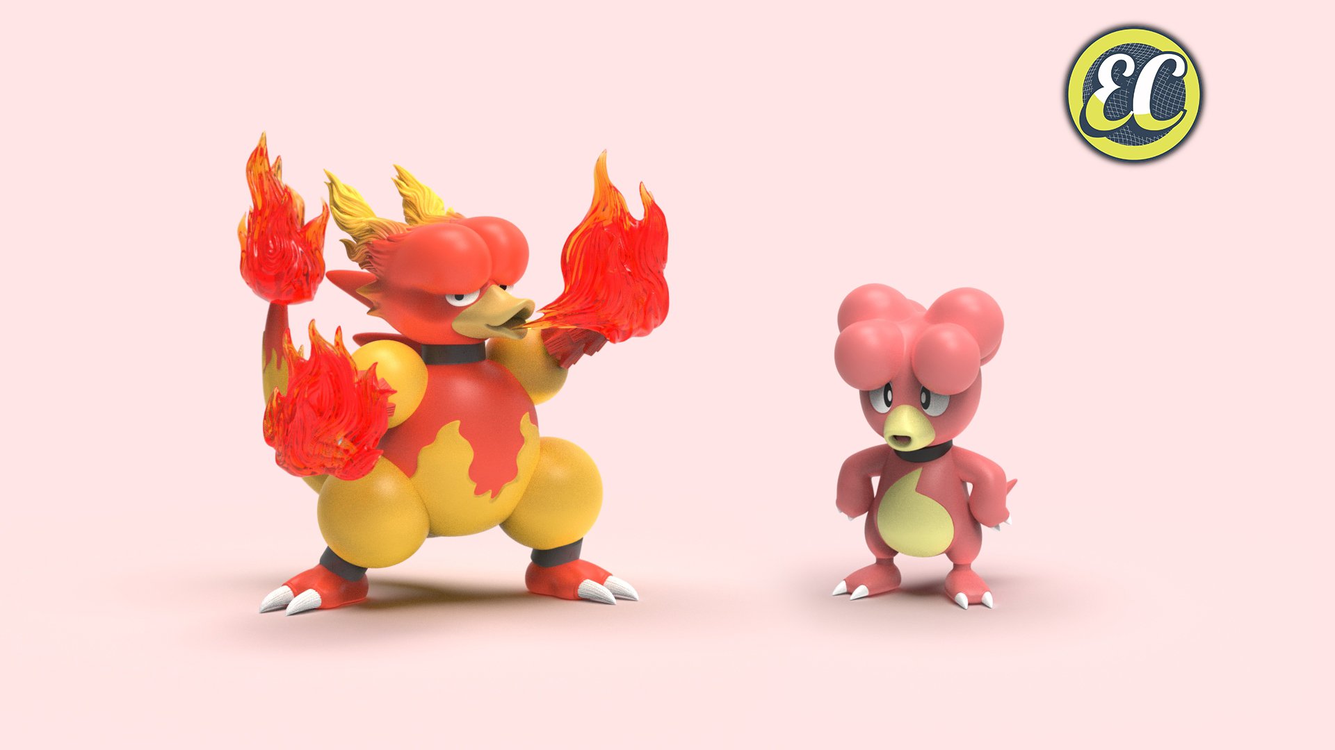 【寶可夢】EC-Studio-寶可夢圖鑑 鴨嘴寶寶 鴨嘴火獸