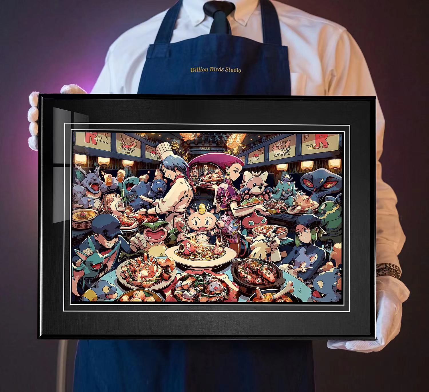 【週邊】千鳥社-精靈寶可夢迷你丘喵喵果然翁火箭隊裝飾畫