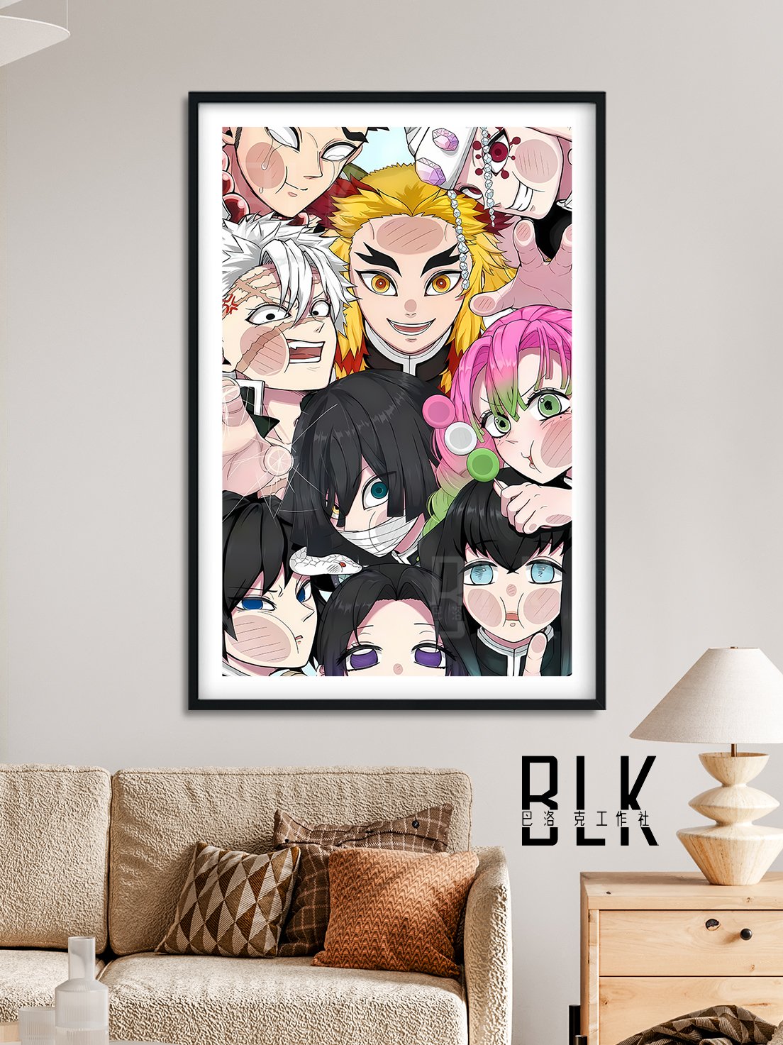 【週邊】巴洛克-鬼滅九小隻鬼滅之刃無限城篇九柱炎柱蝴蝶忍富岡義勇霞柱動漫裝飾畫