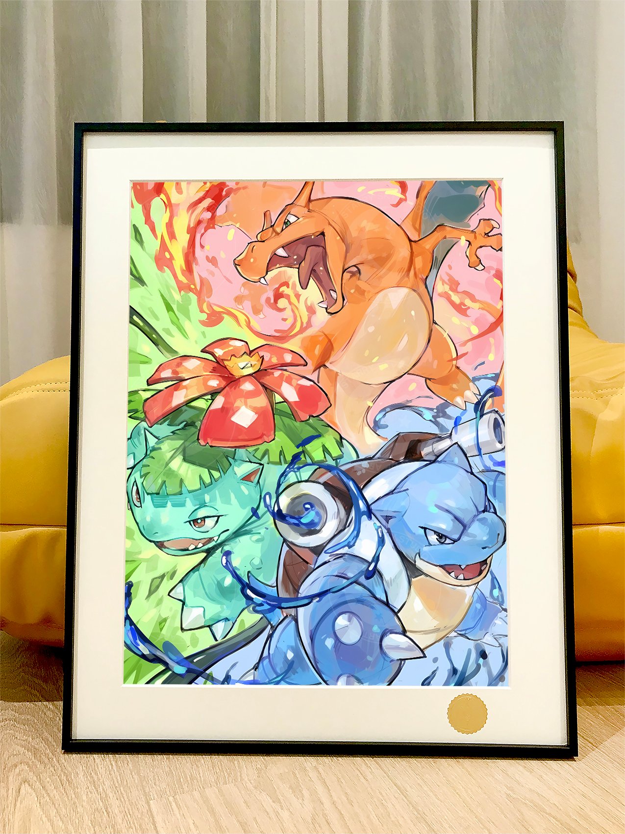 【週邊】星空工作室-禦三家出擊 小智噴火龍水箭龜妙蛙花寶可夢神奇寶貝動畫二次元裝飾畫
