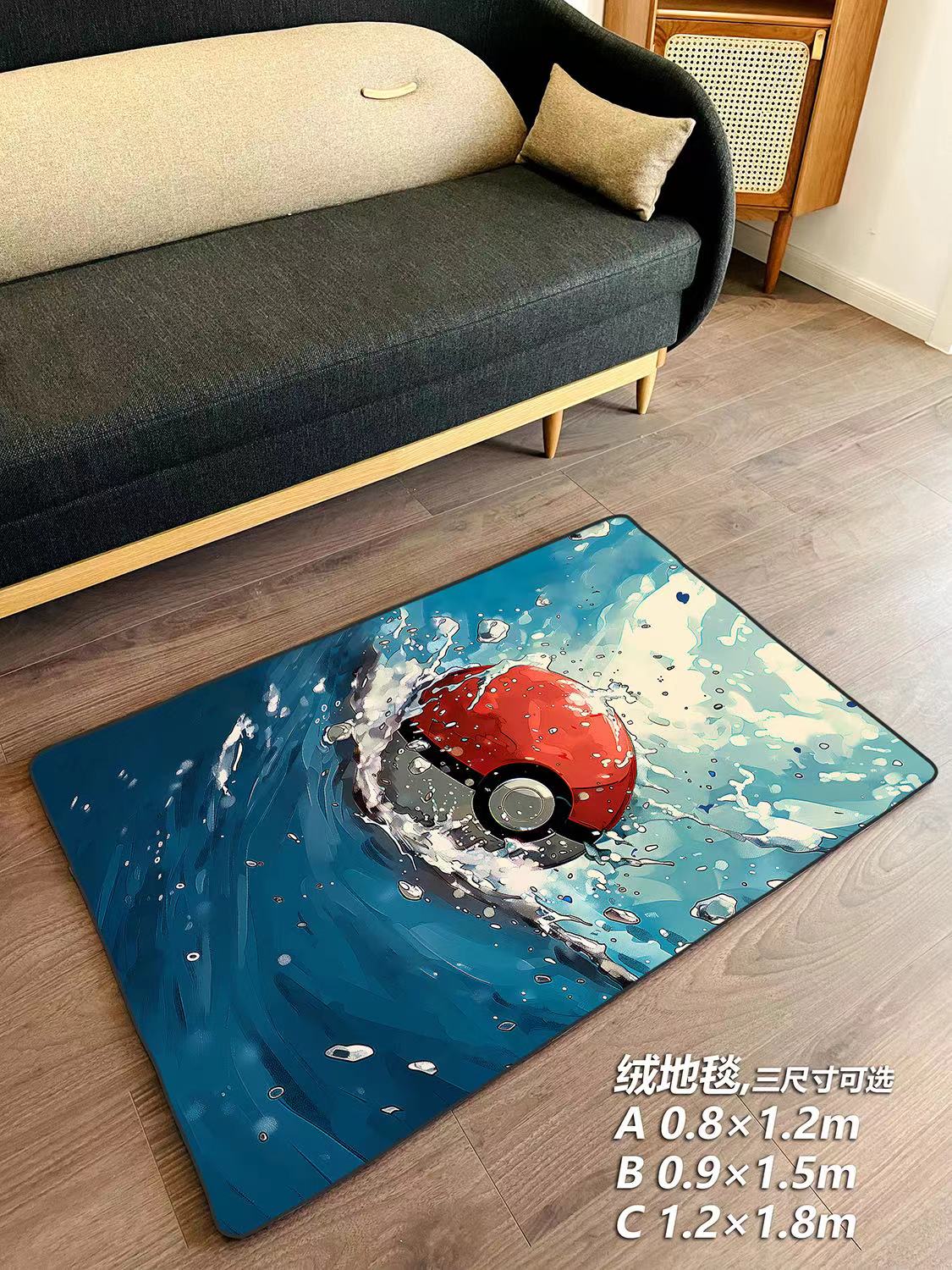 【周邊】千鳥社-精靈球寶可夢pokemon地毯夏日清涼床邊書房臥室