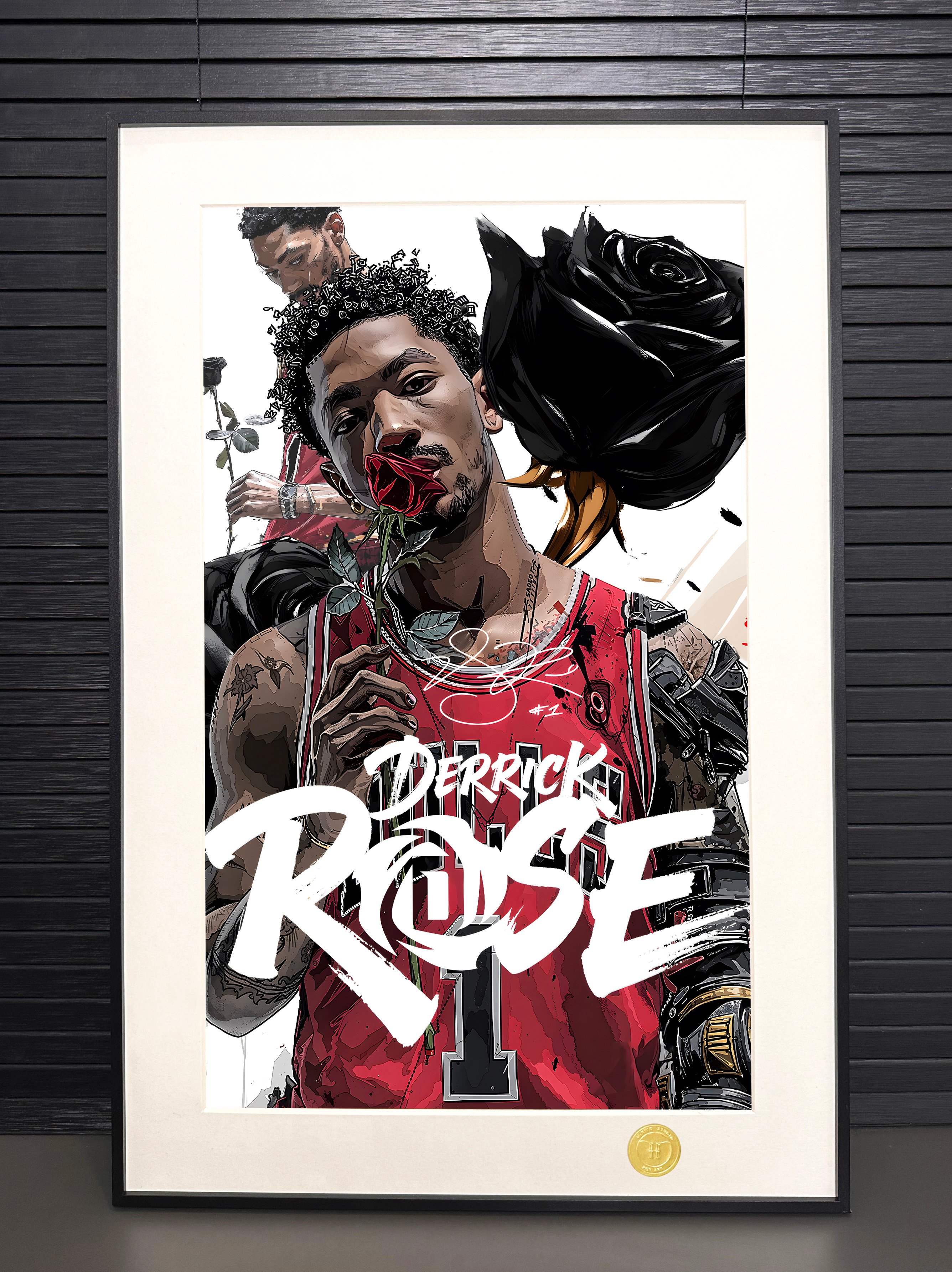 【週邊】H2工作室-風城玫瑰 德里克羅斯NBA芝加哥公牛隊羅斯裝飾畫