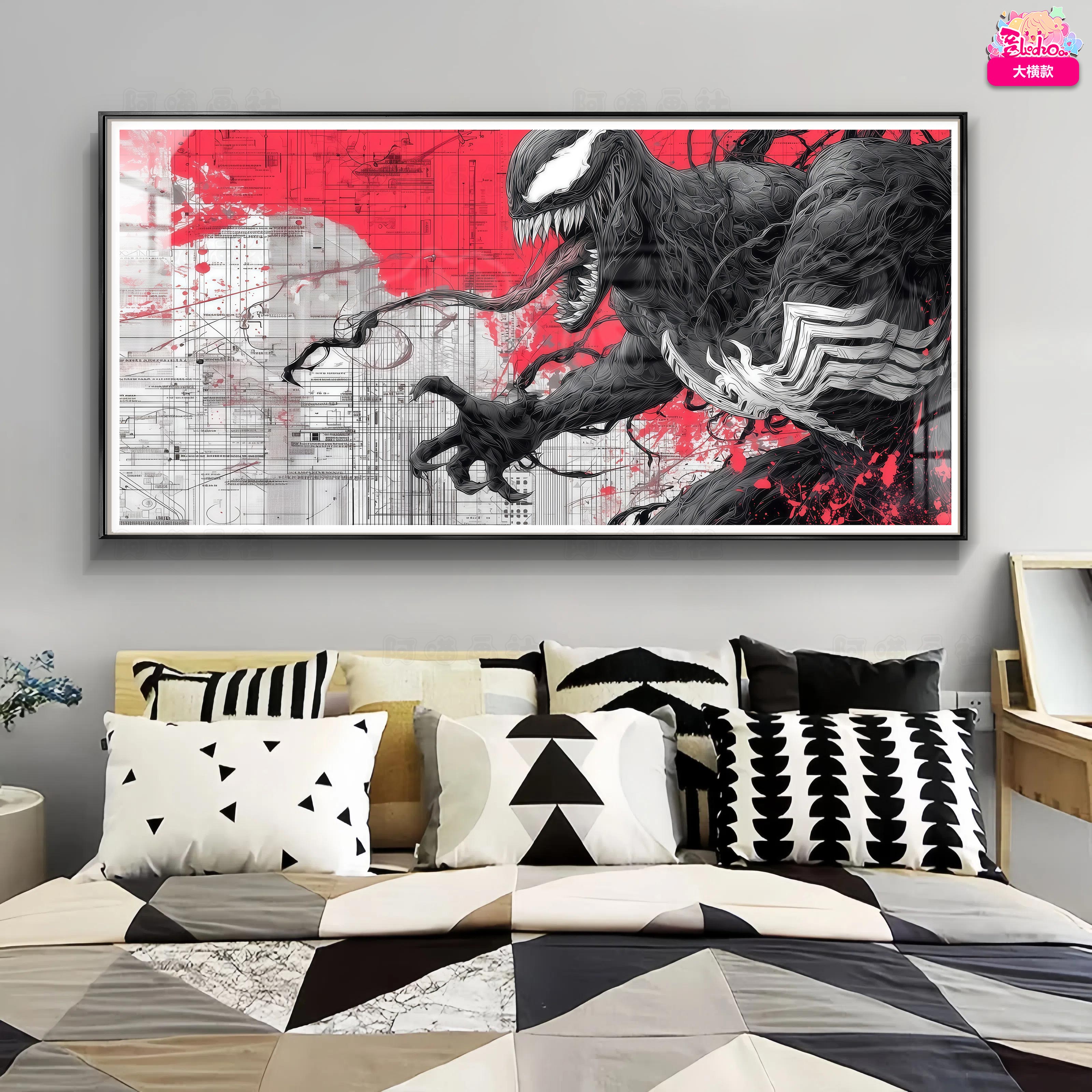 【週邊】阿喵畫社－紅底共生 毒液 裝飾畫