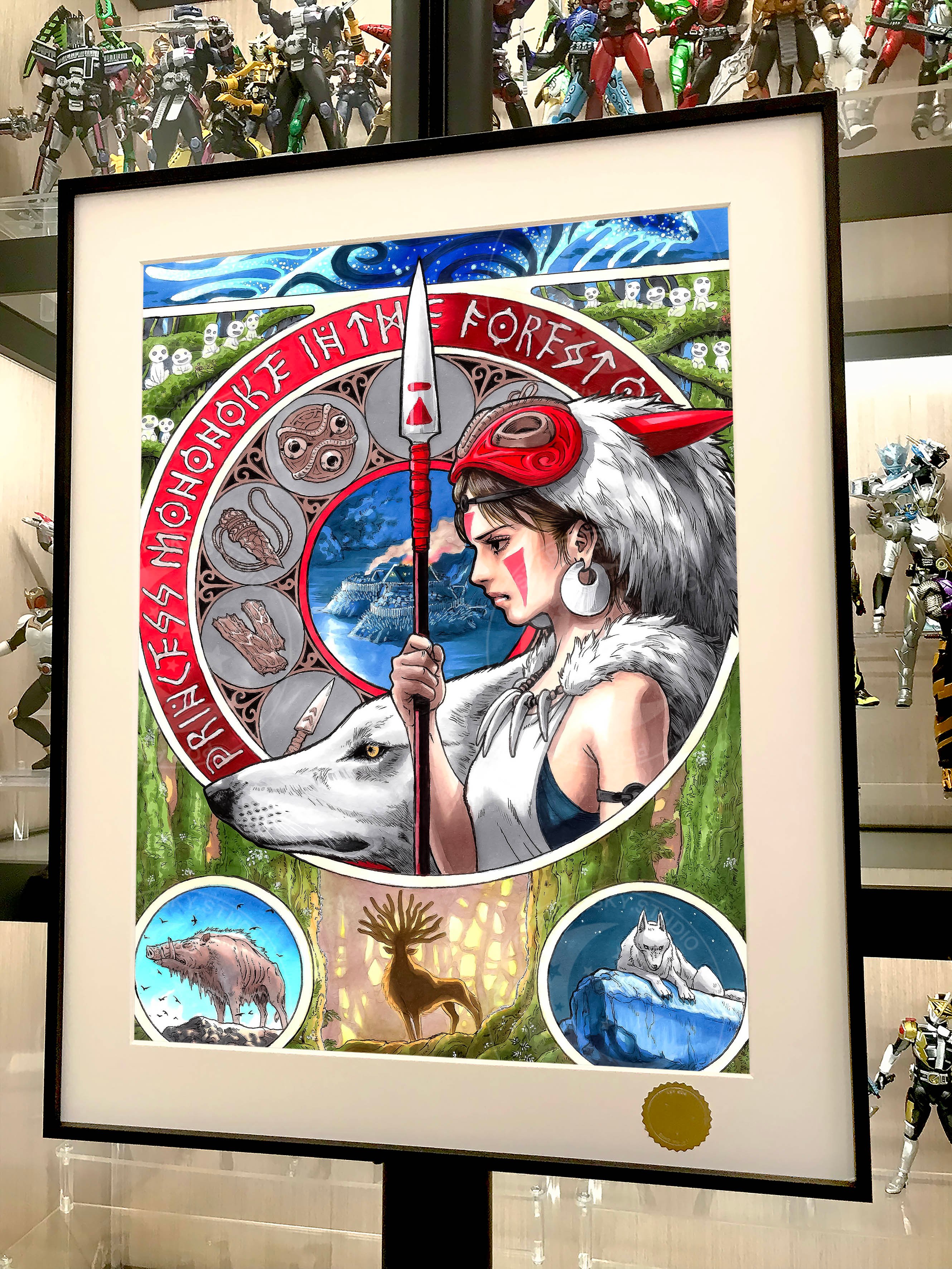 【週邊】星空工作室-彩窗幽靈公主 宮崎駿系列電影龍貓千與千尋裝飾畫