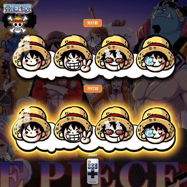 【週邊】阿喵畫社-Q版草帽魯夫大頭床頭燈帶畫