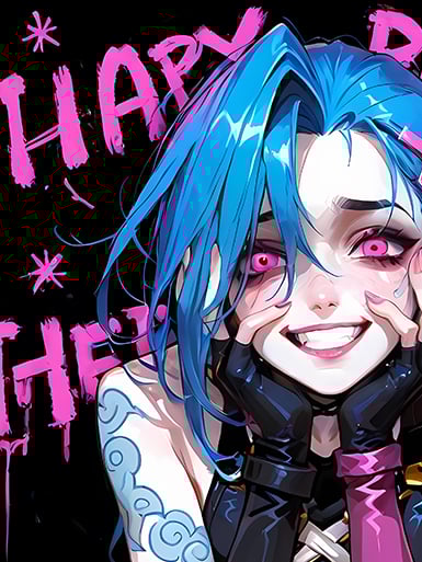 【週邊】巴洛克－英雄聯盟 粉色金克絲 裝飾畫&冰箱貼