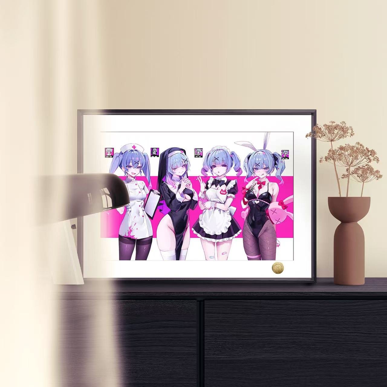 【週邊】皇呱工作室-初音未來4連拍兔子洞護士修女兔女郎女僕裝飾畫