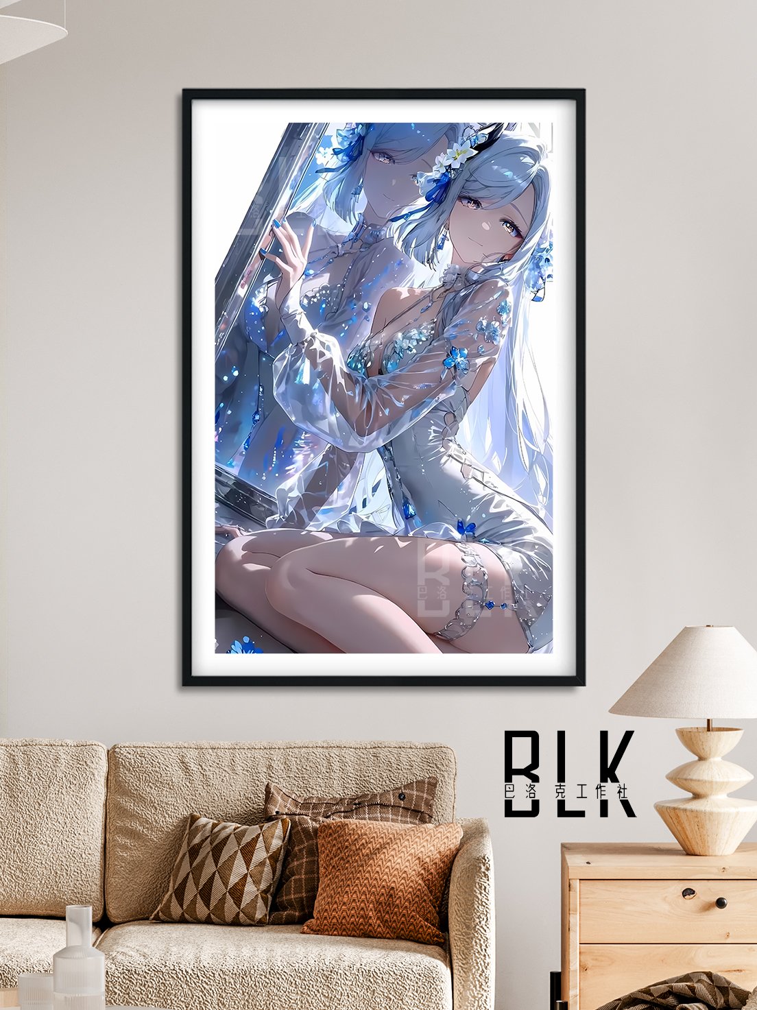 【週邊】巴洛克-流光申鶴雷電將軍原神Shenhe孤辰煢懷遊戲裝飾畫 冰箱貼