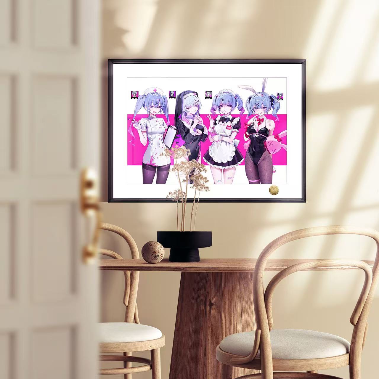 【週邊】皇呱工作室-初音未來4連拍兔子洞護士修女兔女郎女僕裝飾畫