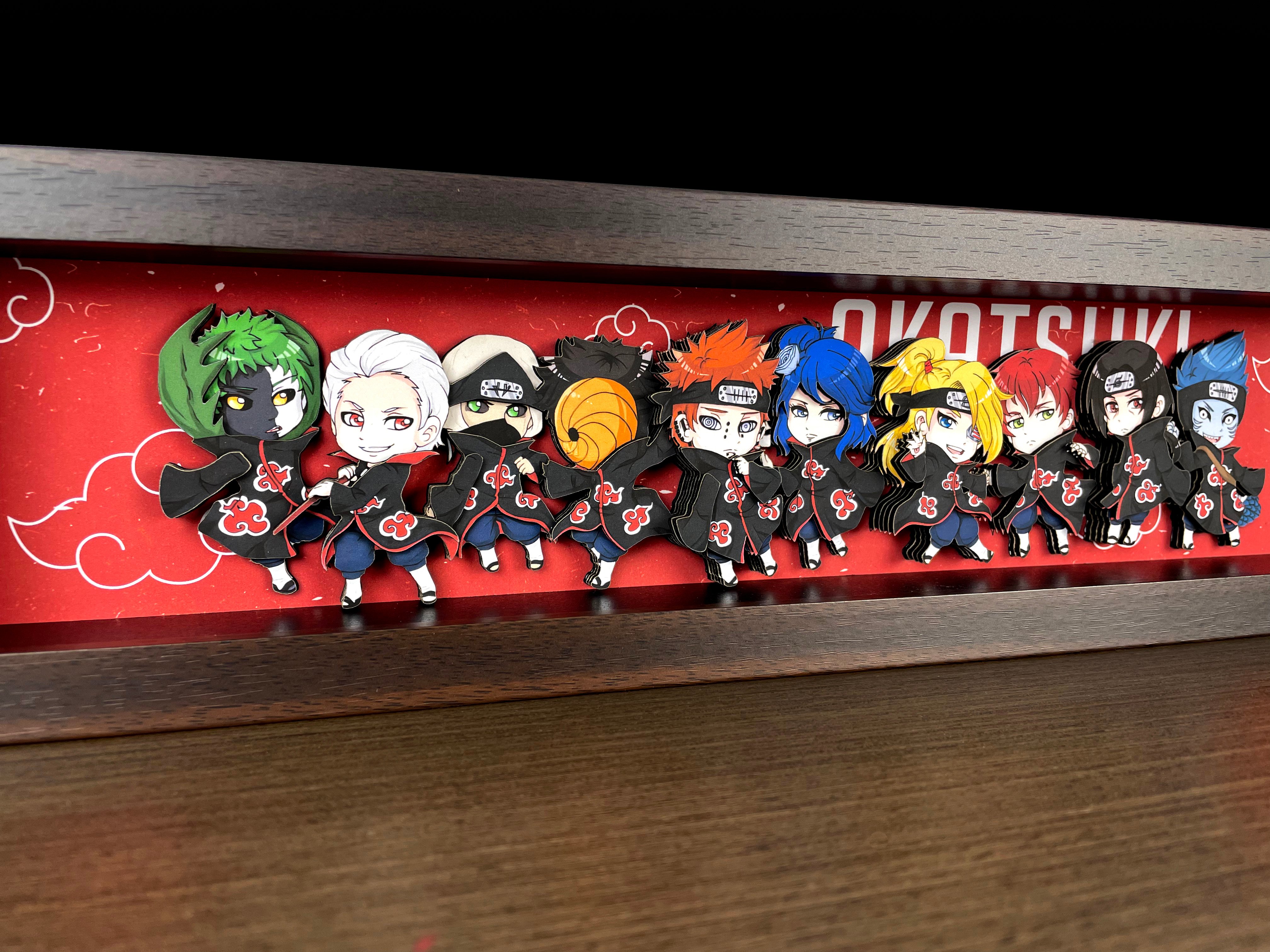 【週邊】萌萌匠-火影忍者曉組織國潮Q版背景地台3D立體畫