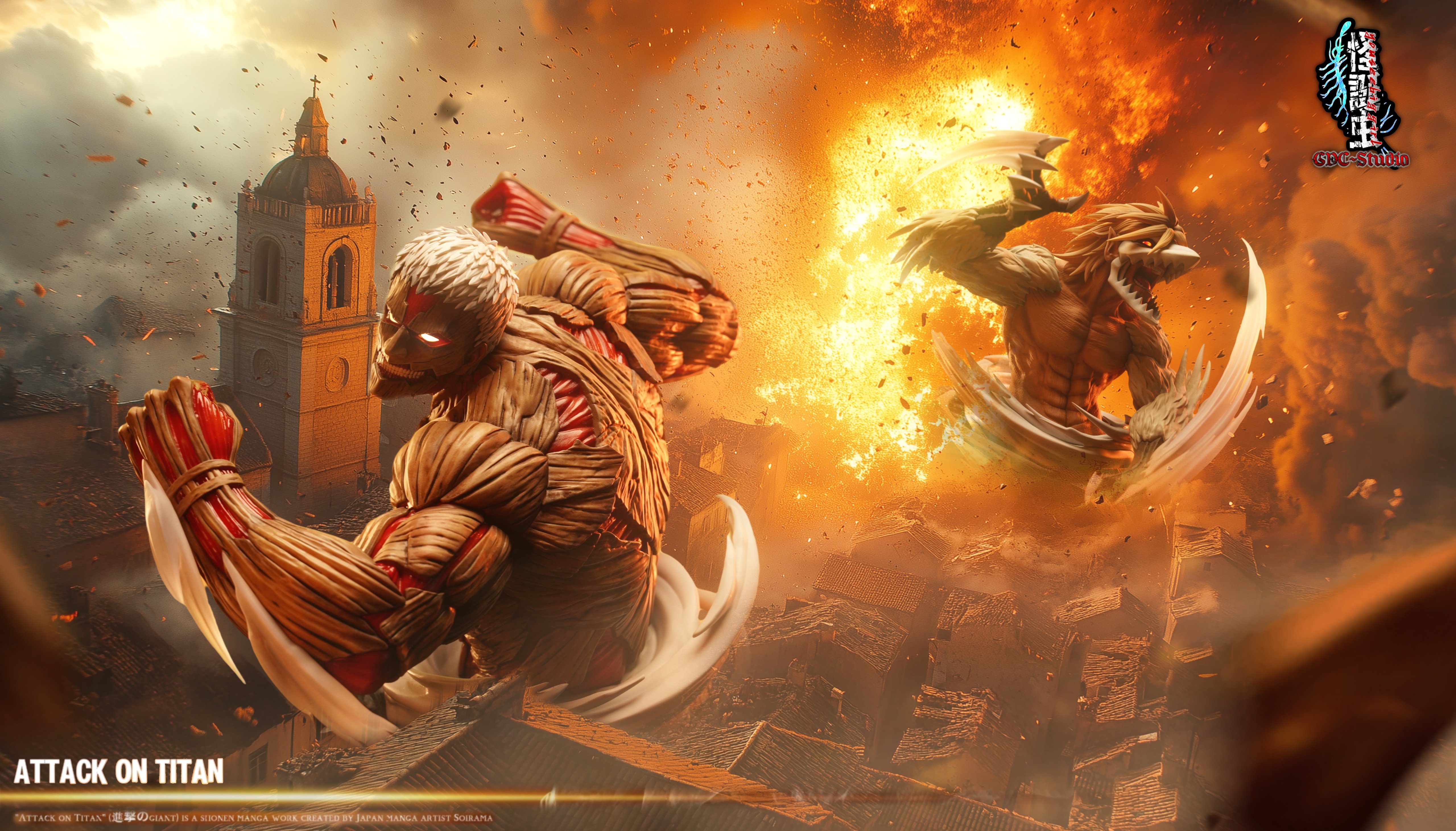 【進擊的巨人】怪誕蟲工作室-進擊的巨人半身雕像系列 第一彈 鎧之巨人&顎之巨人