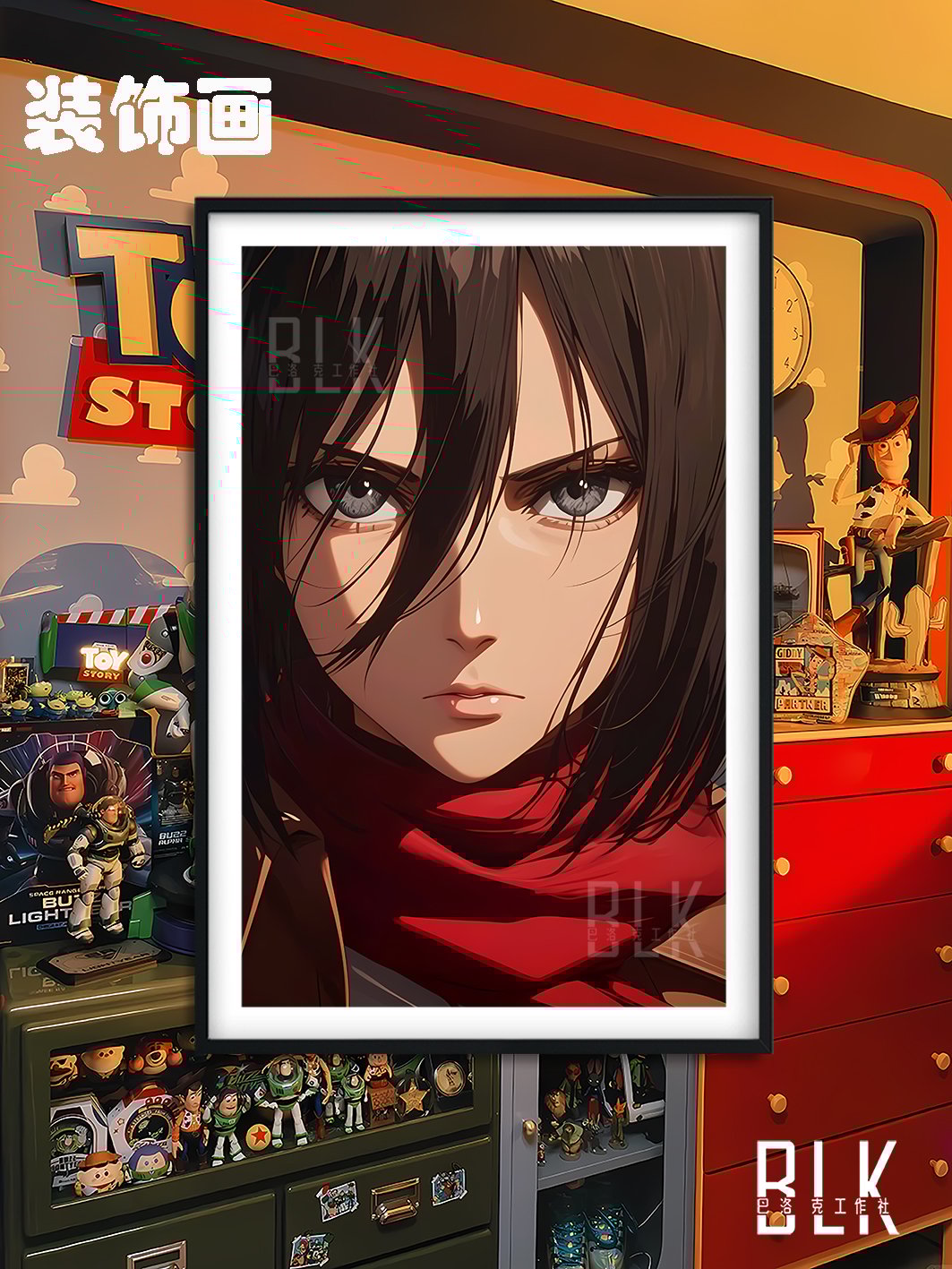 【週邊】巴洛克－進擊的巨人 三笠頭像 裝飾畫 & 冰箱貼