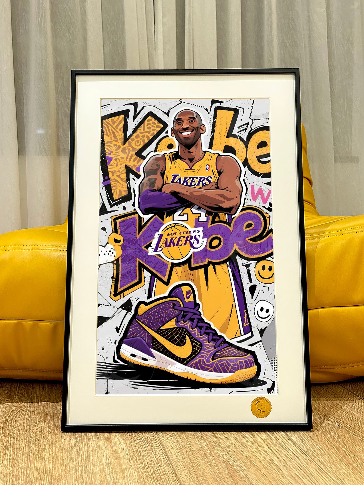 【週邊】星空工作室-塗鴉科比 Kobe黑曼巴小飛俠NBA洛杉磯湖人隊Kobe布萊恩特動漫裝飾畫