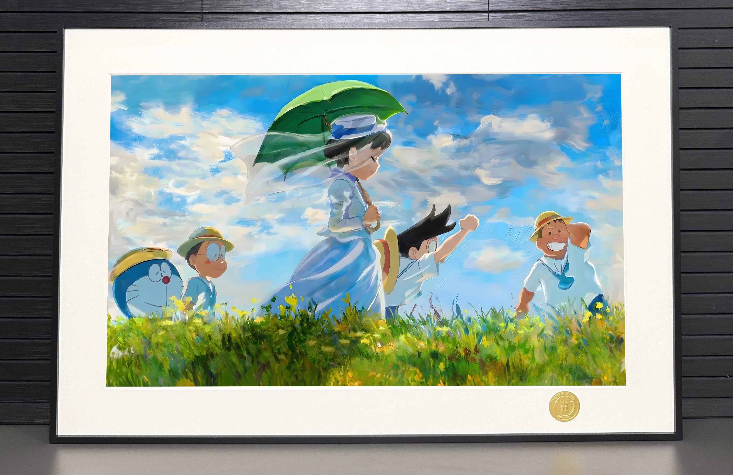 【週邊】H2工作室 - 哆啦A夢 撐陽傘的女人 裝飾畫