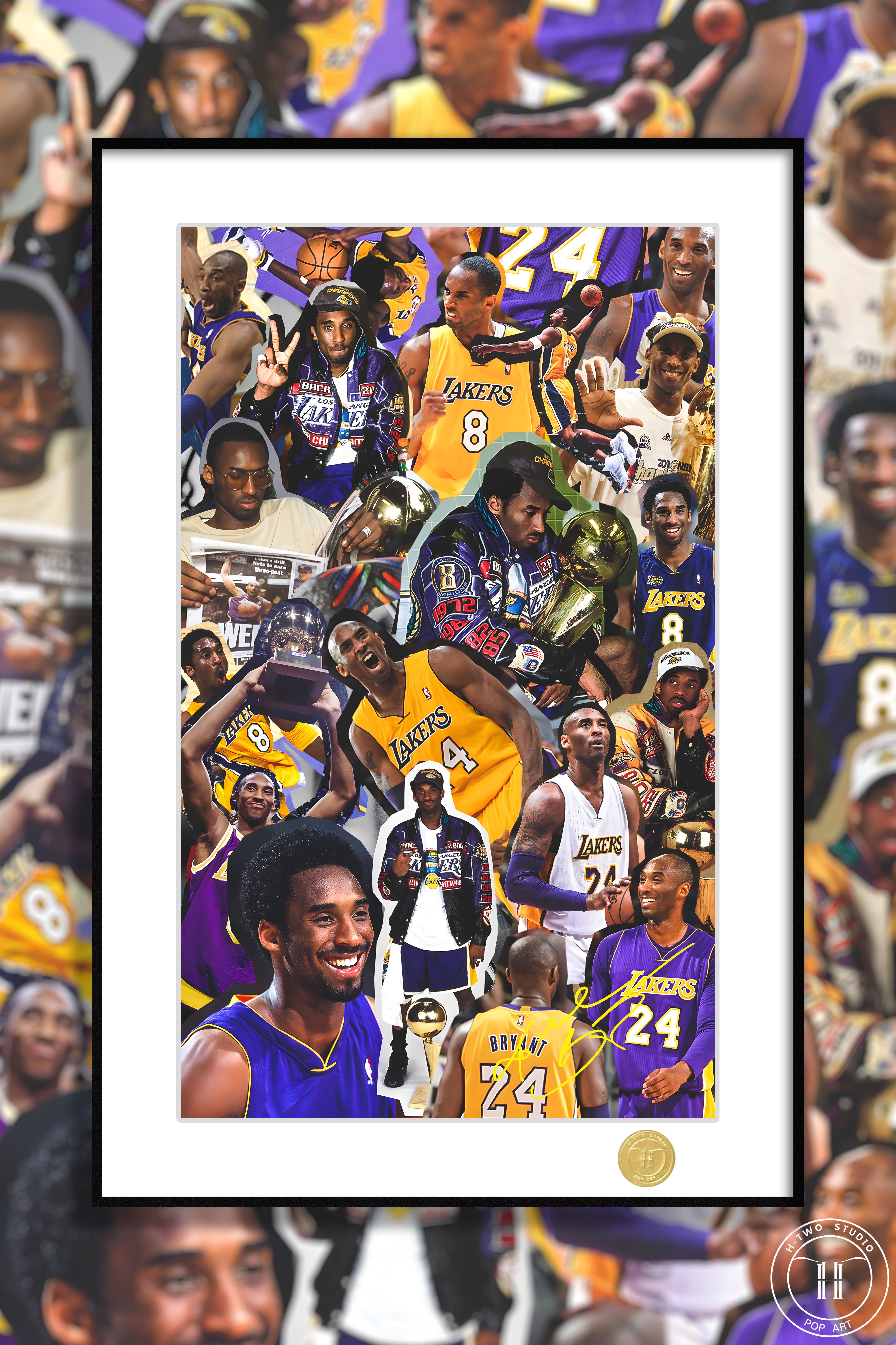 【週邊】H2工作室-科比布萊恩 NBA湖人隊小飛俠黑曼巴科比裝飾畫