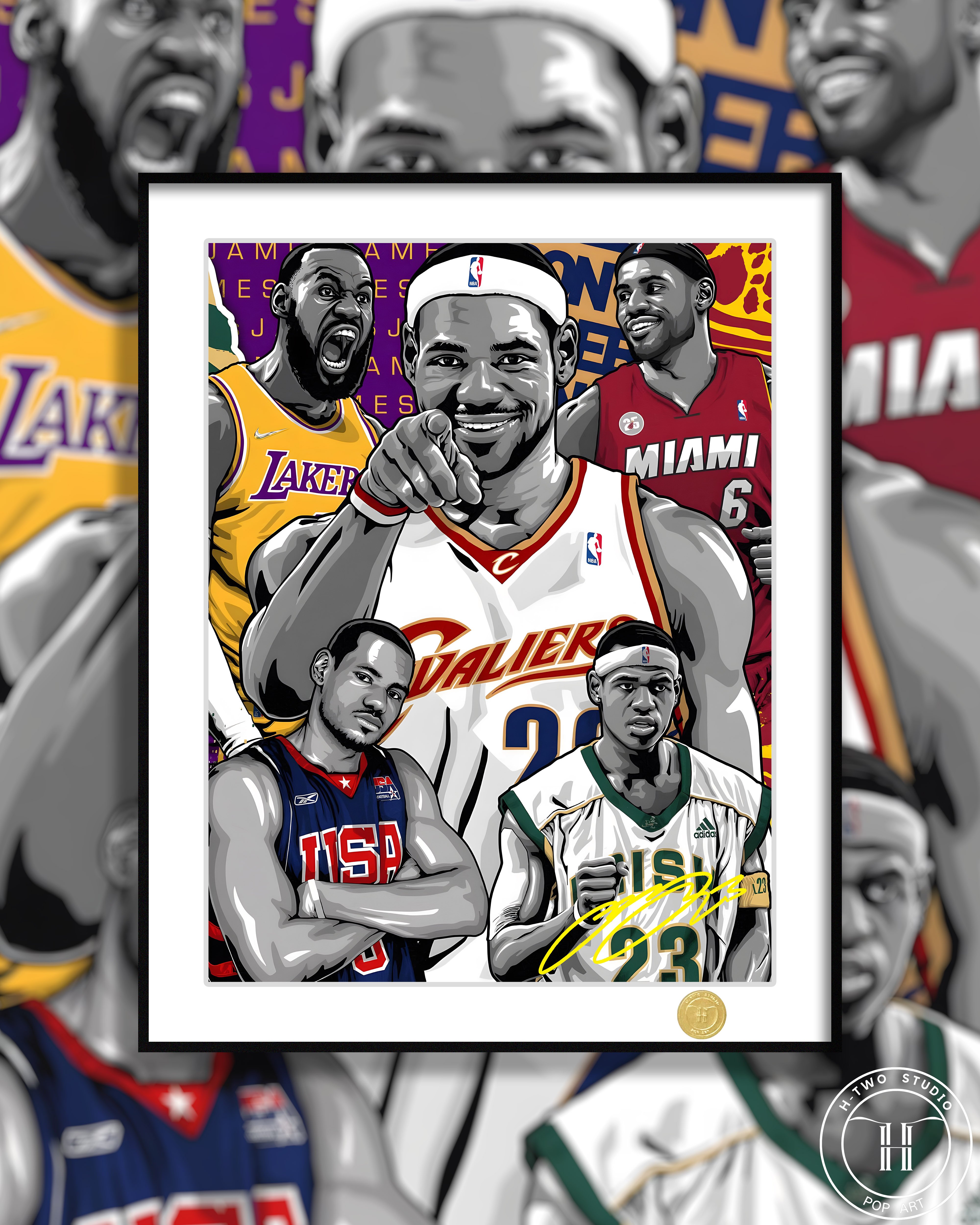 【週邊】H2工作室-勒布朗詹姆斯 NBA湖人騎士熱火詹姆斯老詹裝飾畫